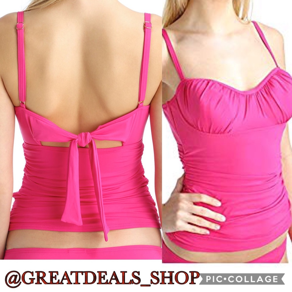 ‼️COCO RAVE‼️PINK RUCHED UNDERWIRE TANKINI